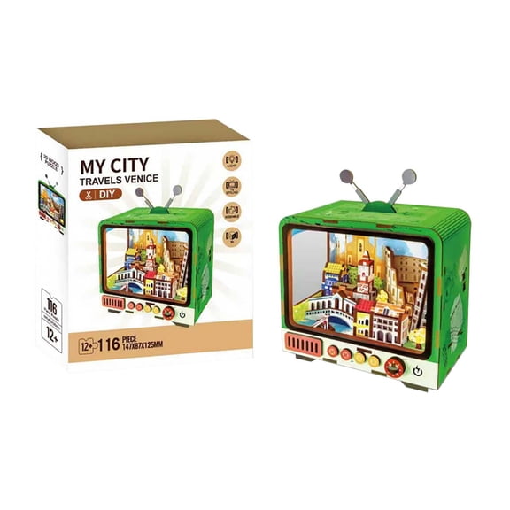 3D Wooden Puzzle, Retro Television Building Set,DIY Craft Model Kit for all ages, Fun & Educational Building Set for Home Office Art Decor