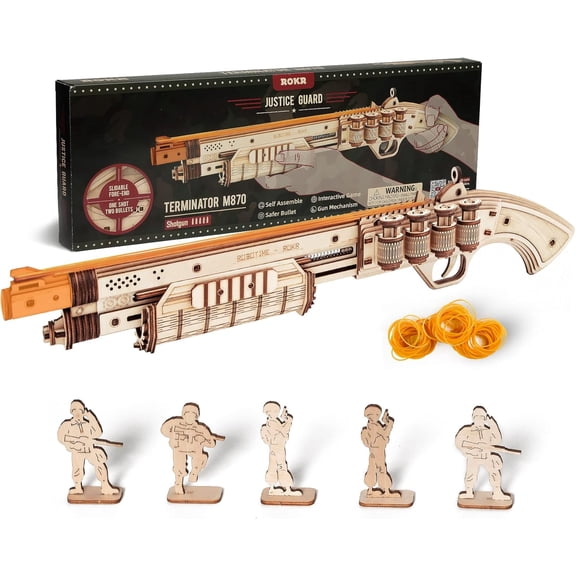 3D Wooden Puzzle Rubber Band Guns for Adults,Toy Shotgun Model Building Kits for Adults to Build,Toy Guns for Kids 12-14,Challenge Wood Crafts Puzzles,Cool Toys Hobbies for Men Women