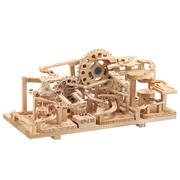 3D Wooden Puzzle Sn Steel Ball Track Transmission, DIY Assembly Mechanical Marble Run Model Kit For Hobby Building, Desk Display And Creative Gifts