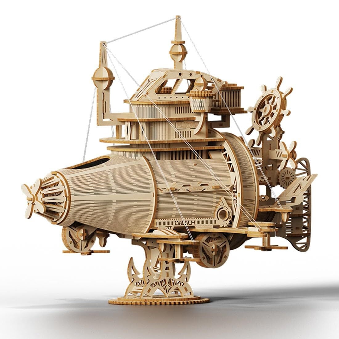 Aetheria 3D Wooden Speed Cruiser Puzzle - 266+ Piece Steampunk Spaceship Model Kit For Adults