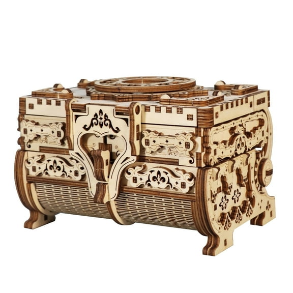 Music Park 3D Wooden Puzzle Model Kit with Movable Drawers, Antique Jewel Box DIY Crafts