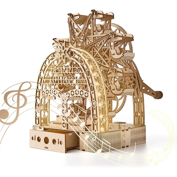 3D Wooden Puzzles for Adults: 3D Puzzle Light-Up Ferris Wheel with Music Box - 222psc Wooden Puzzles Model Building Kits Fun Gifts for Adult with Storage Box - @ Hobbies for Men WomenLarge # !