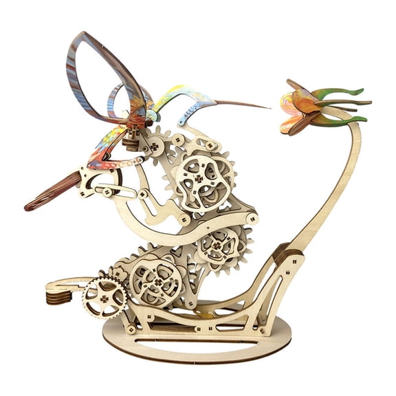 3D Wooden Puzzles for Adults to Build, Colored Mechanical Wooden Hummingbirds Animal Craft DIY Assembly Model Kit, Creative Home and Office Ornament & Gift (200+ Pieces)