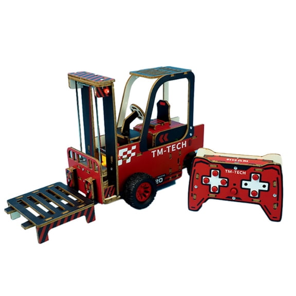 3D Wooden Puzzles for Adults to Build, Wooden 2.4G Realistic RC Forklift Enginnering Vehicle DIY Assembly Model Kit with Sound Effect, Creative Decor & Gift (100+ Pieces)