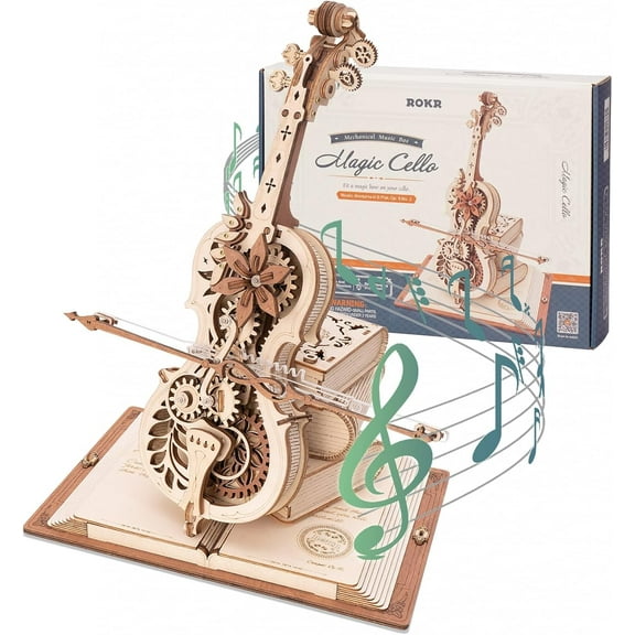 3D Wooden Puzzles for Adults,Wooden Music Box Kits-Cello Wood Model Kits for Adults to Build,Stem Projects for Teens,Birthday Gifts Hobbies for Women Men