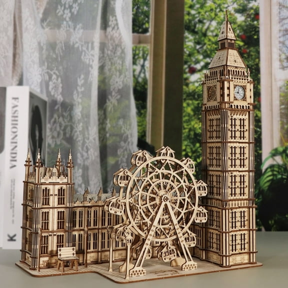 3D Wooden Puzzle Big Ben Clock With Night Light Model Kits for Adults to Build Woodcraft Kit DIY Handmade Gift for Birthday And Christmas