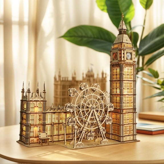 3D Wooden Puzzles - Big Ben Clock Tower Model Kit, Architectural Replica DIY Building Set & Collectible Home Decor, Unique Family Gift