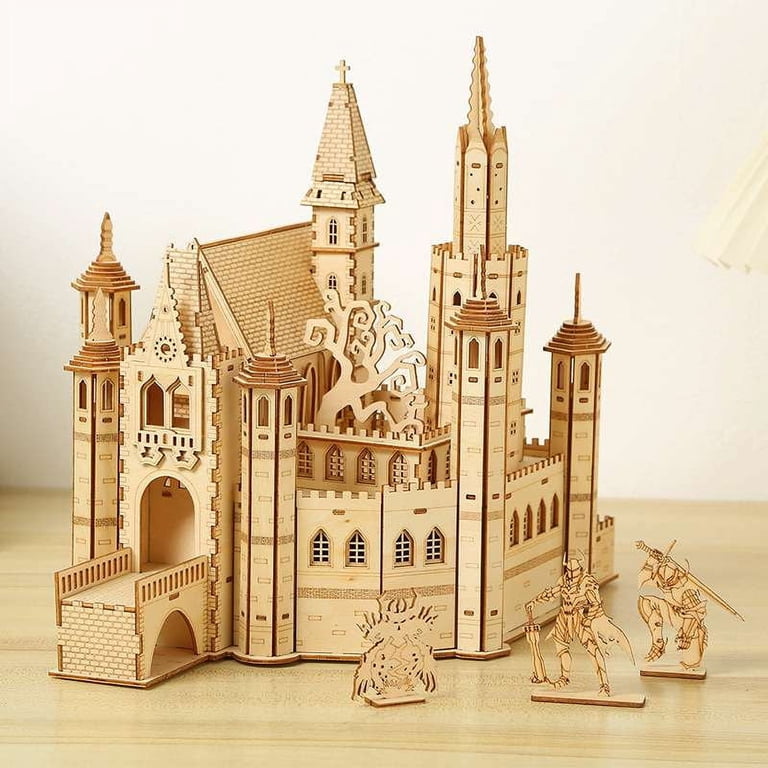 3D Wooden Puzzles Castle Model Kits DIY for Birthday Gifts Adults