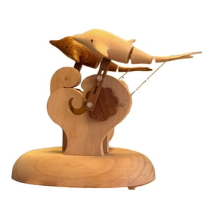 3D Wooden Puzzles Dolphin Model, Marine Creature Automaton Mechanical DIY Wooden Dynamic Sculpture, Handcrafted Art Decor with Rechargeable Motion Display
