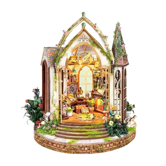 3D Wooden Puzzles, Dream Garden Atelier 3D Wooden Booknook Model Kit Miniature Forest-Themed House Jigsaw Puzzles, Creative Decor & Gift for Adults (145+PCS)
