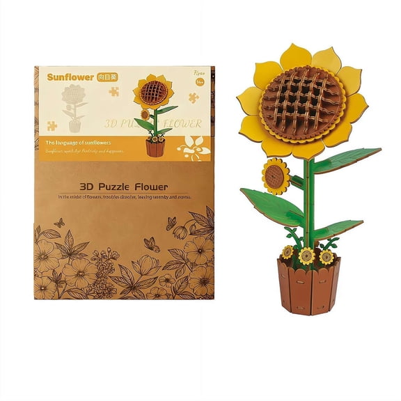 3D Wooden Puzzles for Adults, DIY Artifical Flower Building Set Craft Kit for Women,Valentine's Day Gift