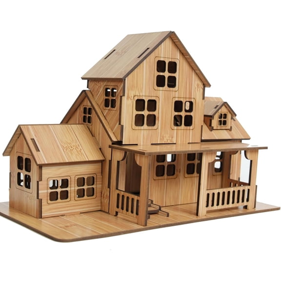 3D Wooden Puzzles Little House Building Model Kits for Adults, 7.9"*4.7"*5.5", 3D Jigsaw Brain Teaser Puzzles, Log Cabin Model Kits Wooden Hut Model