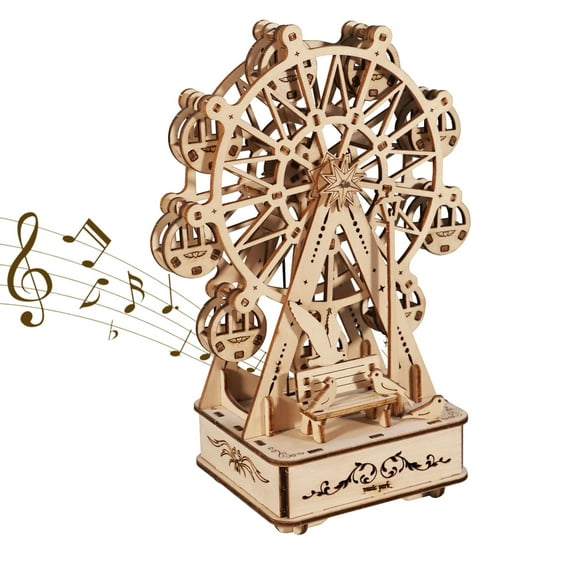3D Wooden Puzzles Music Box Ferris Wheel DIY Crafts Handmade Model Kits for Women Birthday Gifts