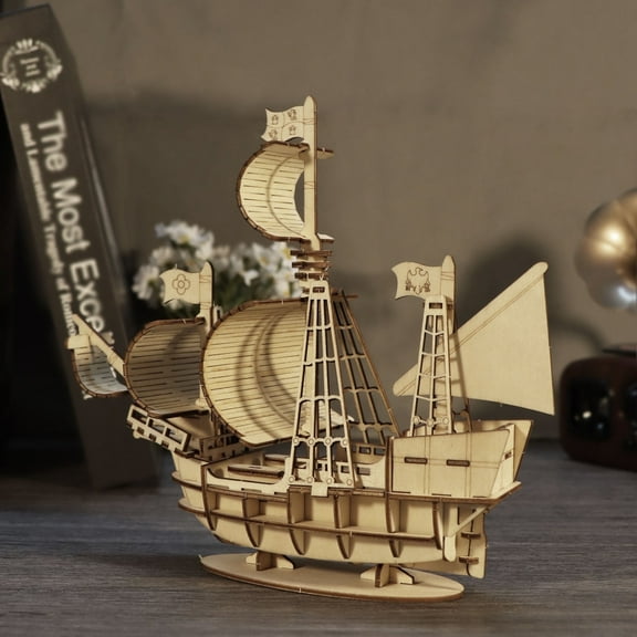 3D Wooden Puzzle Yacht Model To Build Kit for Adults DIY Craft Unique Display Piece Perfect Christmas or Birthday Gift