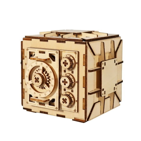 3D Wooden Puzzles - Secret Lock Box with Combination Puzzle, Treasure Chest Model Kit to Store Valuables, Unique Gift for Adults Christmas Birthday