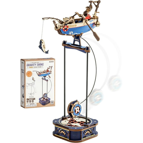 3D Wooden Puzzles for Adults,Gravity Swing Ocean Fisher Model kit, 161Piece 3D Puzzles for Adults