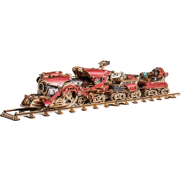 3D Wooden Victorian Steampunk Steam Train Model Kit, Mechanical Educational Steam Locomotive Puzzle with Lighting Effect, Home Decor Gift for Adult Handcraft Lovers (800+PCS)