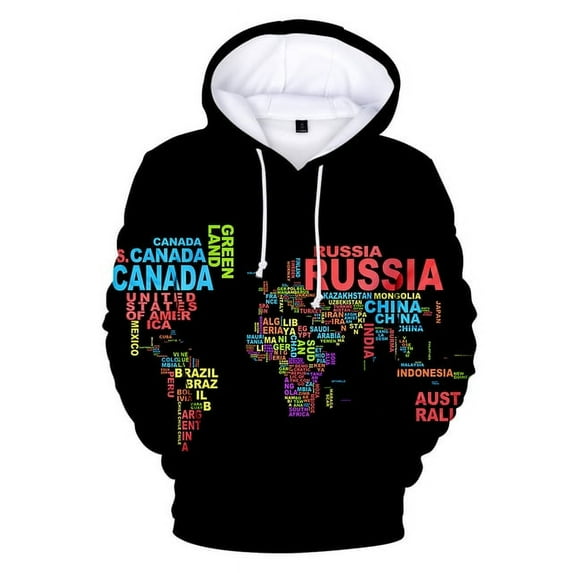 3D World Map Hoodies Men/Women Sweatshirts Autumn Winter World Map Hoody Boys/Girls Sportwear Cap Coats