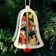 3D Xmas Tree Pendants Hanging Wooden Christmas Decoration Home Party Decor Gift-tree bell star 3pcs