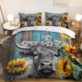 thumbnail image 1 of 3D Yak Duvet Cover Set, Yak Animal with Sunflower Comforter Cover for Kids Girls Boys,Vintage Farm Bedding Set,Farm Animal Duvet Cover,1 Quilt Cover 2 Pillowcases,3 PCS, 1 of 4