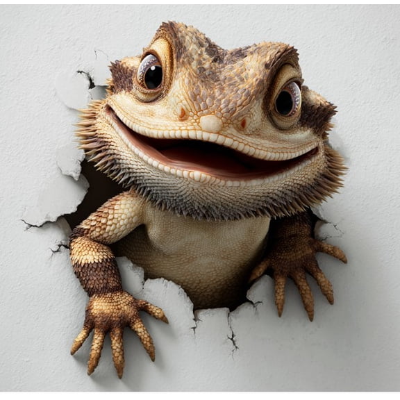 3D Yellow Bearded Dragon Car Decal - Realistic Peeking Reptile Vinyl Sticker for Trucks, Cars, and Laptops - Durable Waterproof Exterior Auto Accessory
