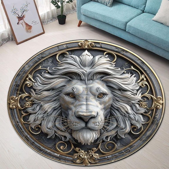 3D Yin Yang Asian Dragon Round Rug, mystical black and white circle carpet for study, yoga area or den, soft washable non-slip floor mat, feng shui inspired home décor