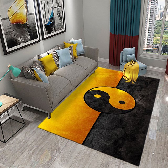 3D Yin Yang Carpet Black and White Rugs Bathroom Door Nonslip Mat