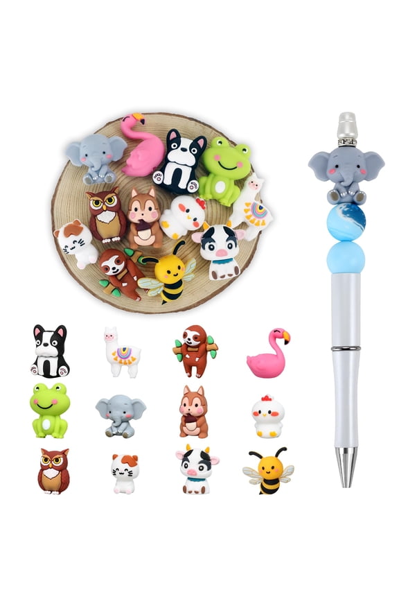 3D animals silicone focal beads, 12pcs multicolor silicone beads for keychain making, bracelet necklace crafts, pen charms, DIY jewelry supplies, gift for and adults