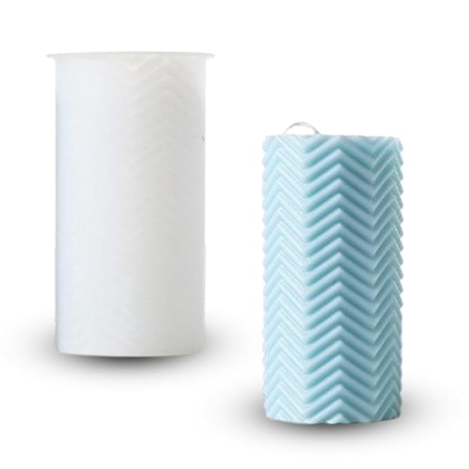 3D cylinder Geometrical wavy stripes Pillar Mould Silicone Candle Mold for Aromatherapy Candles Epoxy Resin Casting Handmade Wax Soaps Polymer Clay DIY Art Crafts Supplies Home Decoration