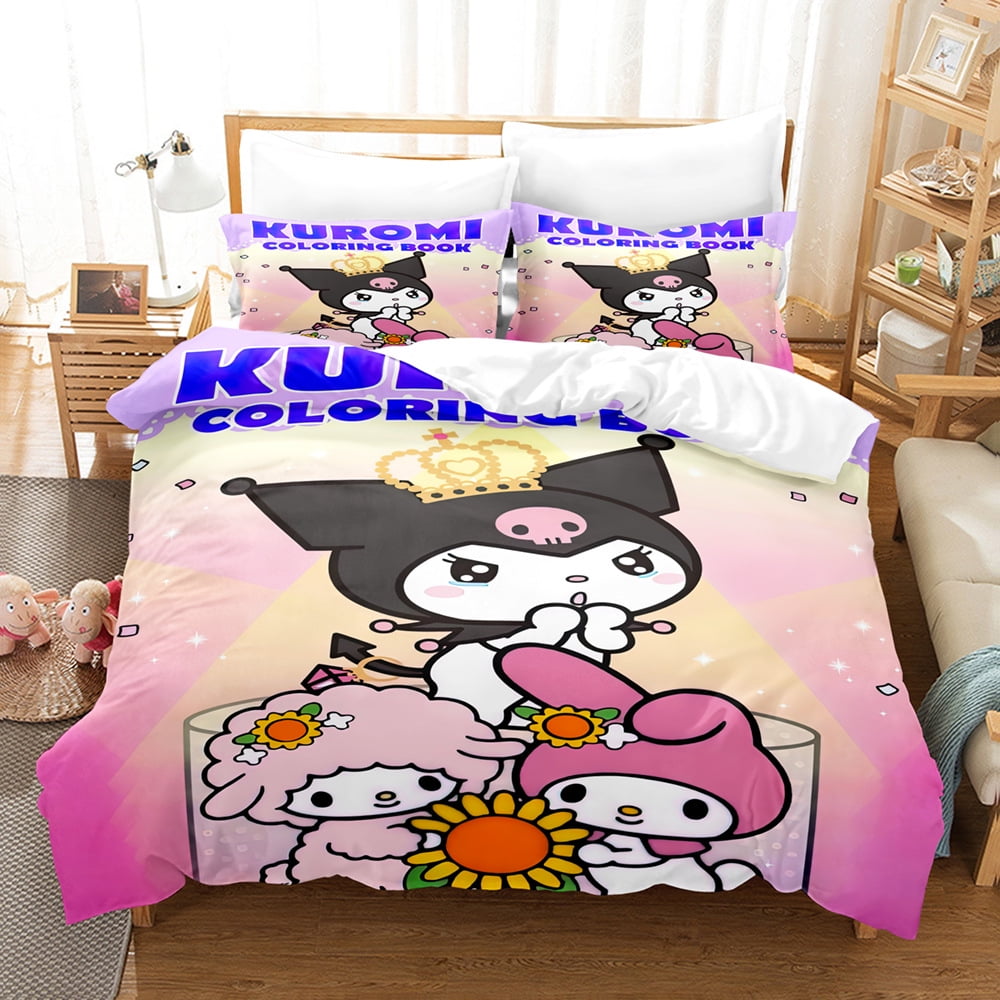 3D digital printing bedding cartoon cute kuromi kuromi bed threepiece