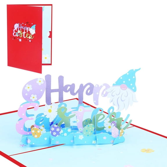 3D for Pop Up Cards Happy Easter Greeting Cards Flower Gnome Egg Postcards Envel