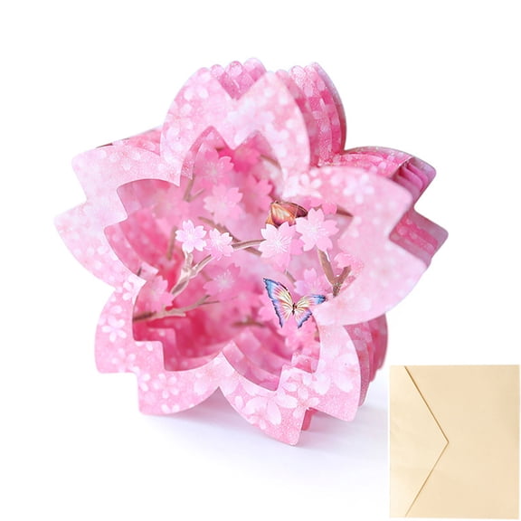 3D for Pop Up Greeting Card Cherry Blossom Box Hollow Paper Carved Cards for Mother's Day Valentine's Day Blessing Cards