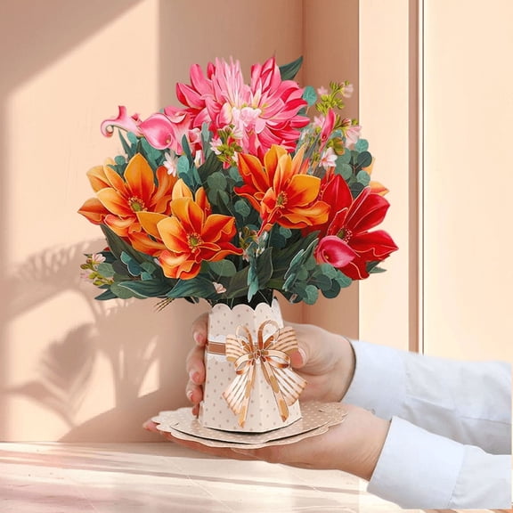 3D handmade holiday cards with simple blessings for all occasions, folk flower birthday cards, Mother's Day Thanksgiving Valentine's Day creative holiday cards