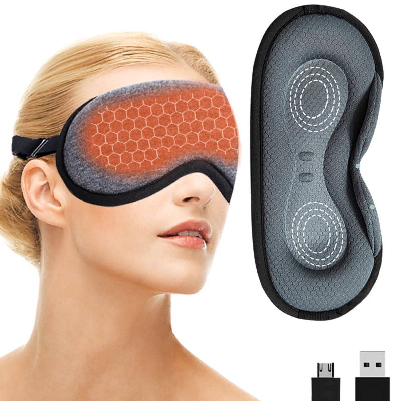 3D heated massage eye mask portable waterproof gray sleep shading eye protection