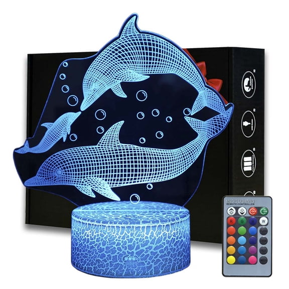 3D illusion Dolphin Family Desk Lamp Touching LED Night Light Home Room Animal Lampen Decoration Creative Table Lamps For Gift