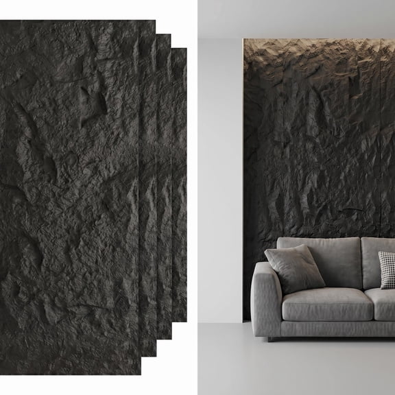 MQHOOB 3D imitation stone wall board, 4 PCS PU wall board for interior wall decoration, 47.2“ x 23.6”Cement texture wall panel.For household and office