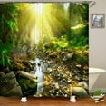 thumbnail image 1 of 3D natural forest scenery printing bathroom shower curtain polyester waterproof and mildew proof home decoration curtain, 1 of 5