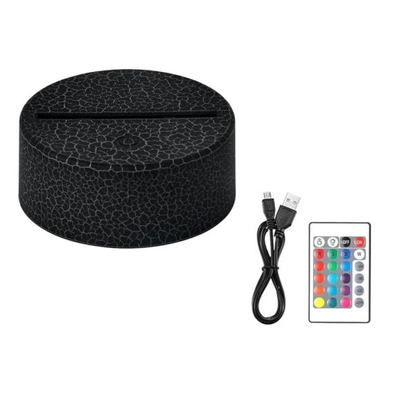 3D Night Light Base Colour Changing Luminous Base Light USB Interface Led Light Display Base Night L Black plastic