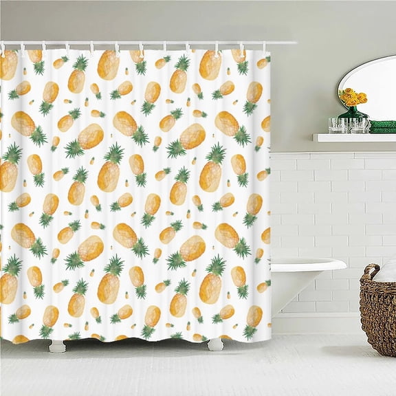 3D pineapple orange street fresh fruits printing bathroom waterproof shower curtain polyester curtain home decoration curtain
