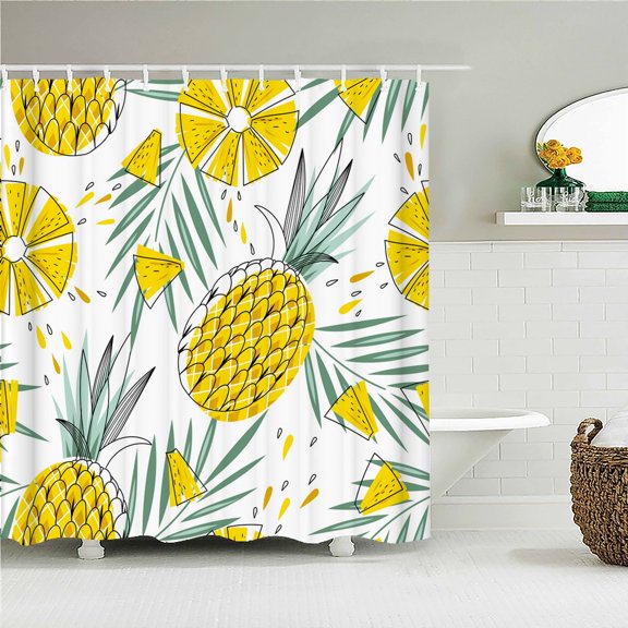 3D pineapple orange street fresh fruits printing bathroom waterproof shower curtain polyester curtain home decoration curtain