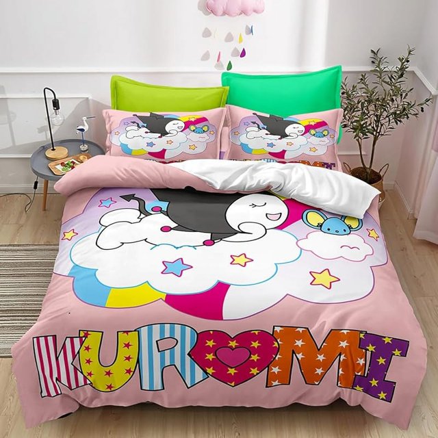 3D print Kuromi bedding set cartoons duvet cover for kids, comforter