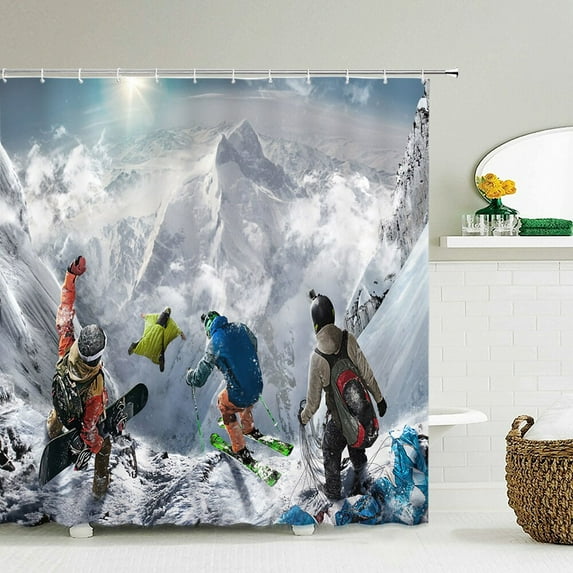 3D printed Winter snow scenery Bathroom Shower Curtain Waterproof Polyester Home Decor With Hook Shower Curtain 180*200cm