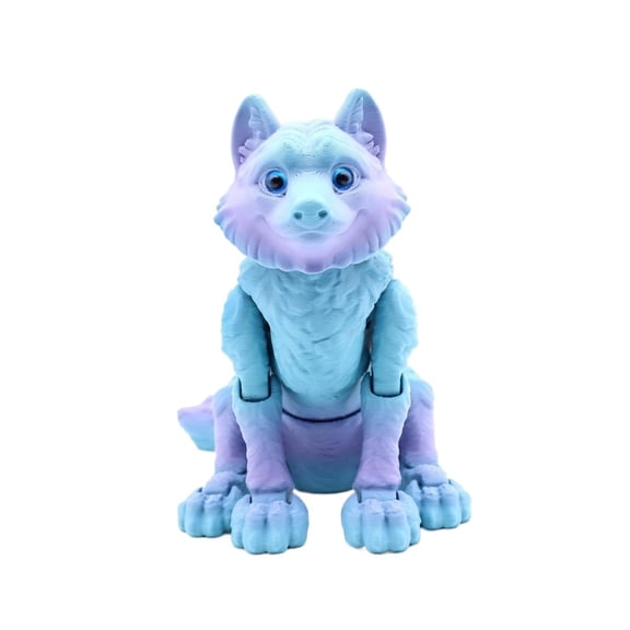 3D printed little wolf integrated model with tail and head joints, movable ornaments, gifts, home desktop decorations
