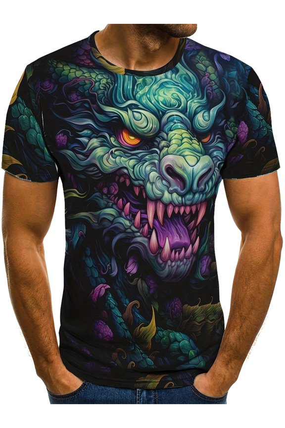 3D printed men's fashion crew neck patterned T-shirt, men's sweatshirt, suitable for summer daily wear, casual summer streetwear, boyfriend gift