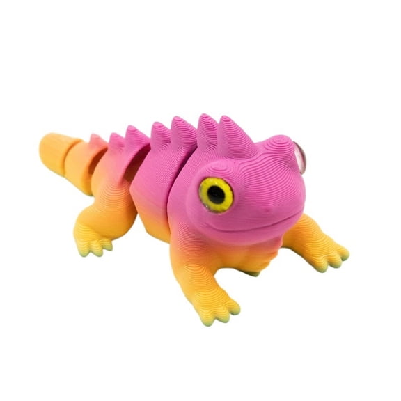 3D printed small rock lizard with simulated eyes mini multi-color model figurine