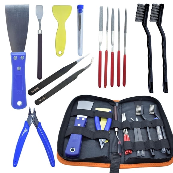 3D printer tool set, 24 pieces 3D printer nozzle cleaning tool disassembly tool set, wire brush, wire cutter, scraper, diamond file, tweezers, putty knife, for 3D printer, model making