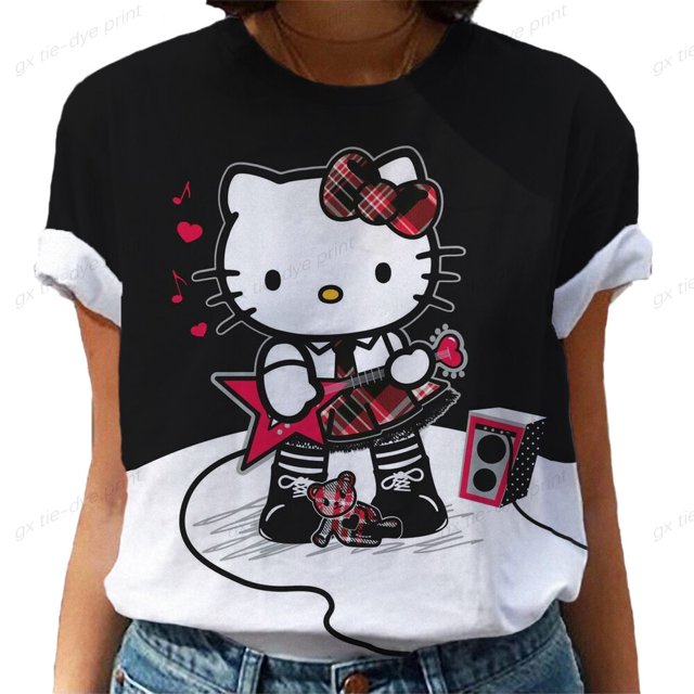 3D printing Hello Kitty fashion casual women‘s loose tshirt latest