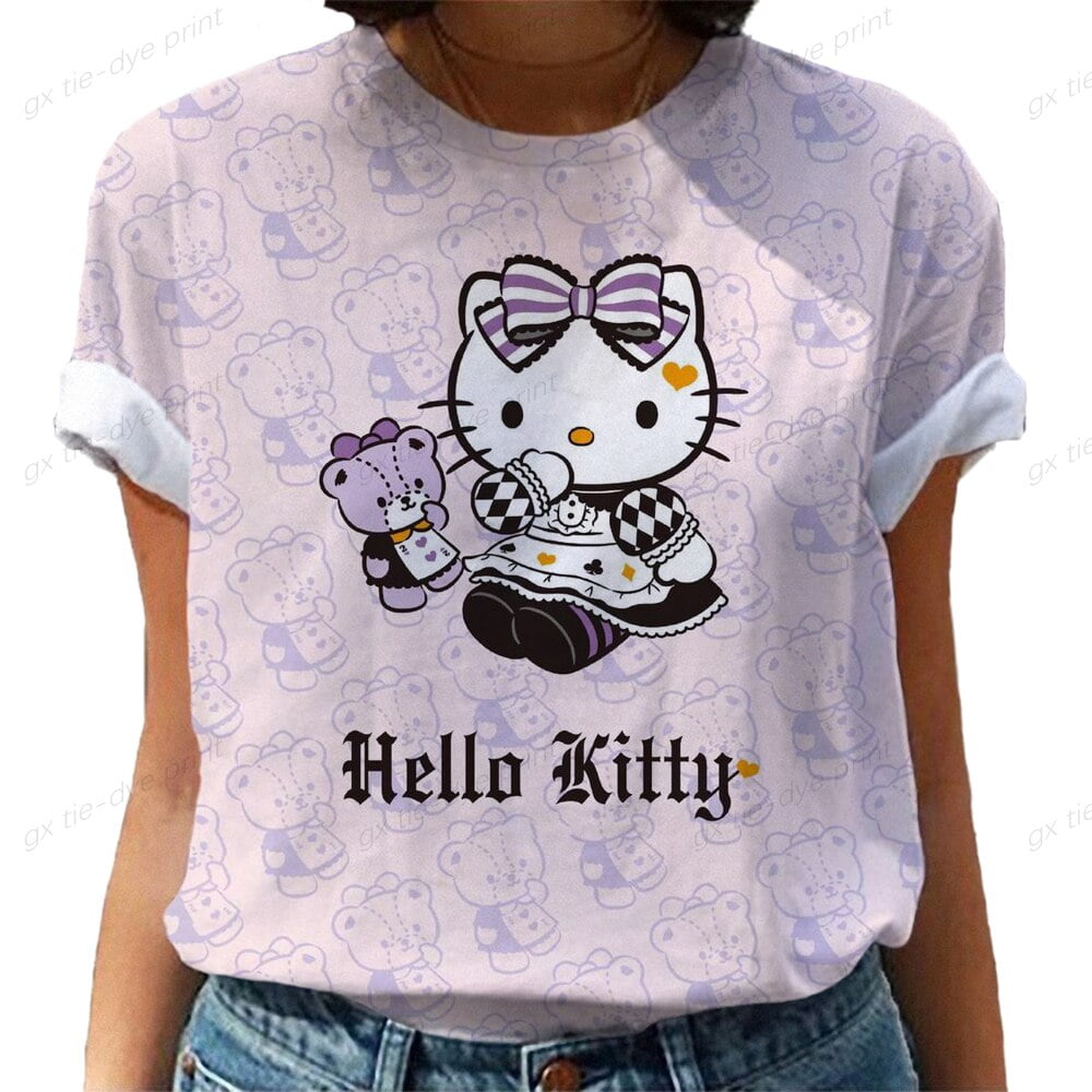 3D printing Hello Kitty fashion casual women's loose t-shirt latest ...