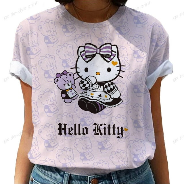 3D printing Hello Kitty fashion casual women's loose t-shirt latest ...