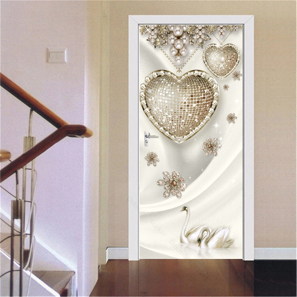 3D relief Light Luxury Door Stickers Bedroom Bathroom Shower Room